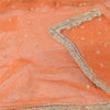 Sanskriti Vintage Orange Net Dupatta Hand Beaded Zari Zardozi Neck Stole Fabric