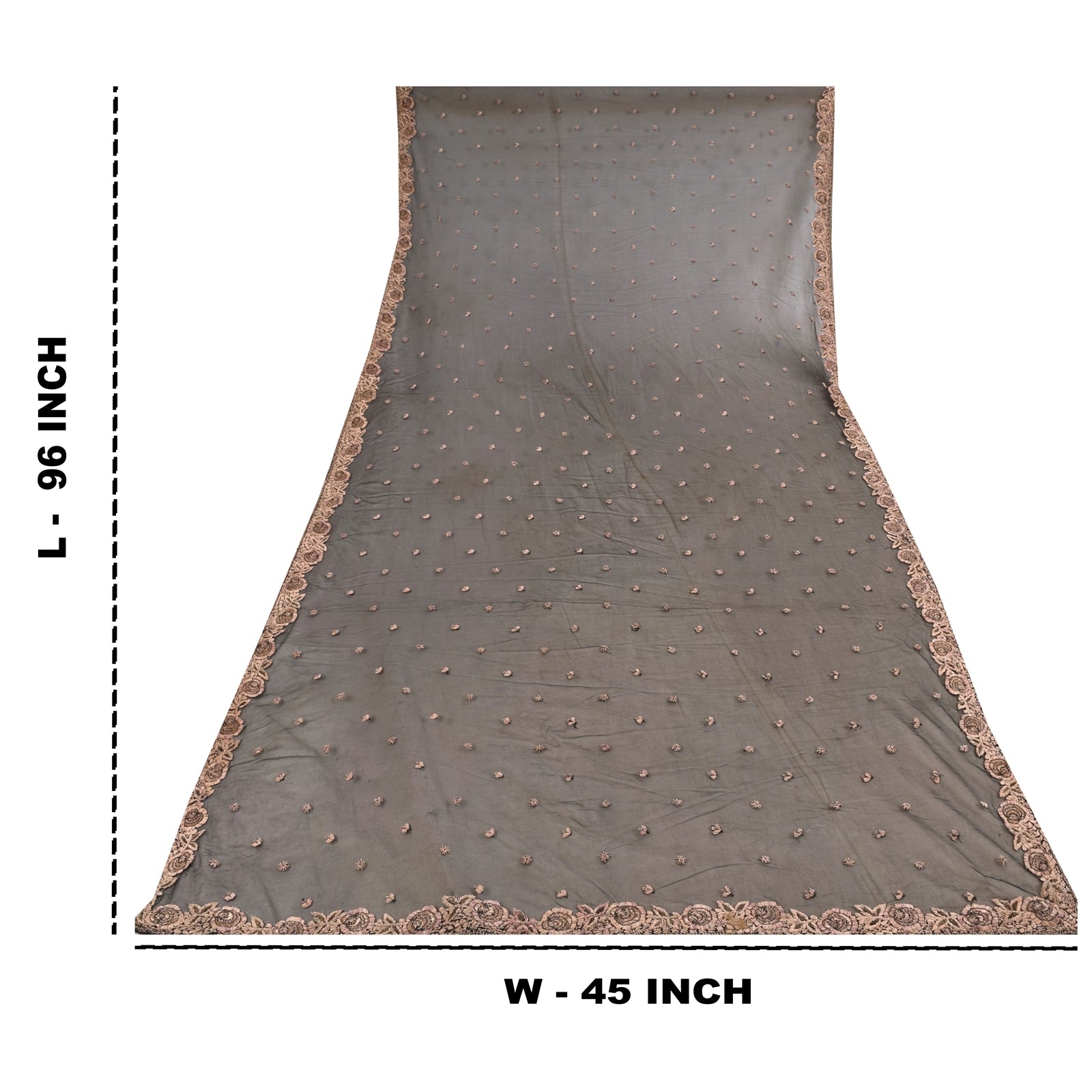 Sanskriti Vintage Black Dupatta Long Stole Net Hand Beaded Premium Wrap Scarves