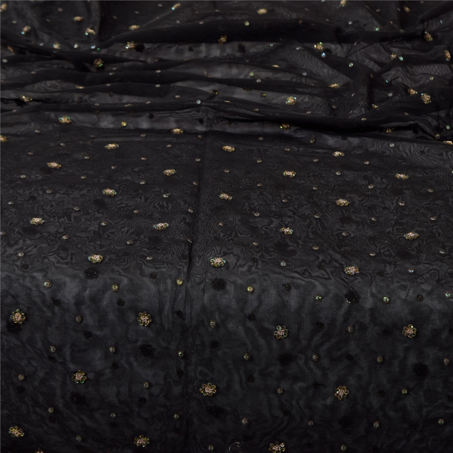 Sanskriti Vintage Ivory/Orange Dupatta Long Stole Pure Silk Hand Beaded Veil