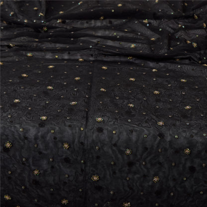 Sanskriti Vintage Ivory/Orange Dupatta Long Stole Pure Silk Hand Beaded Veil