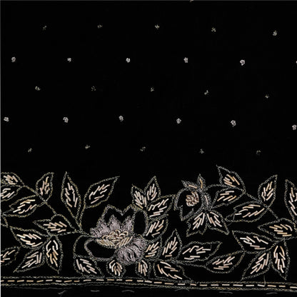 Sanskriti Vintage Black Dupatta Long Stole Cotton Silk Hand Beaded Ethnic Veil