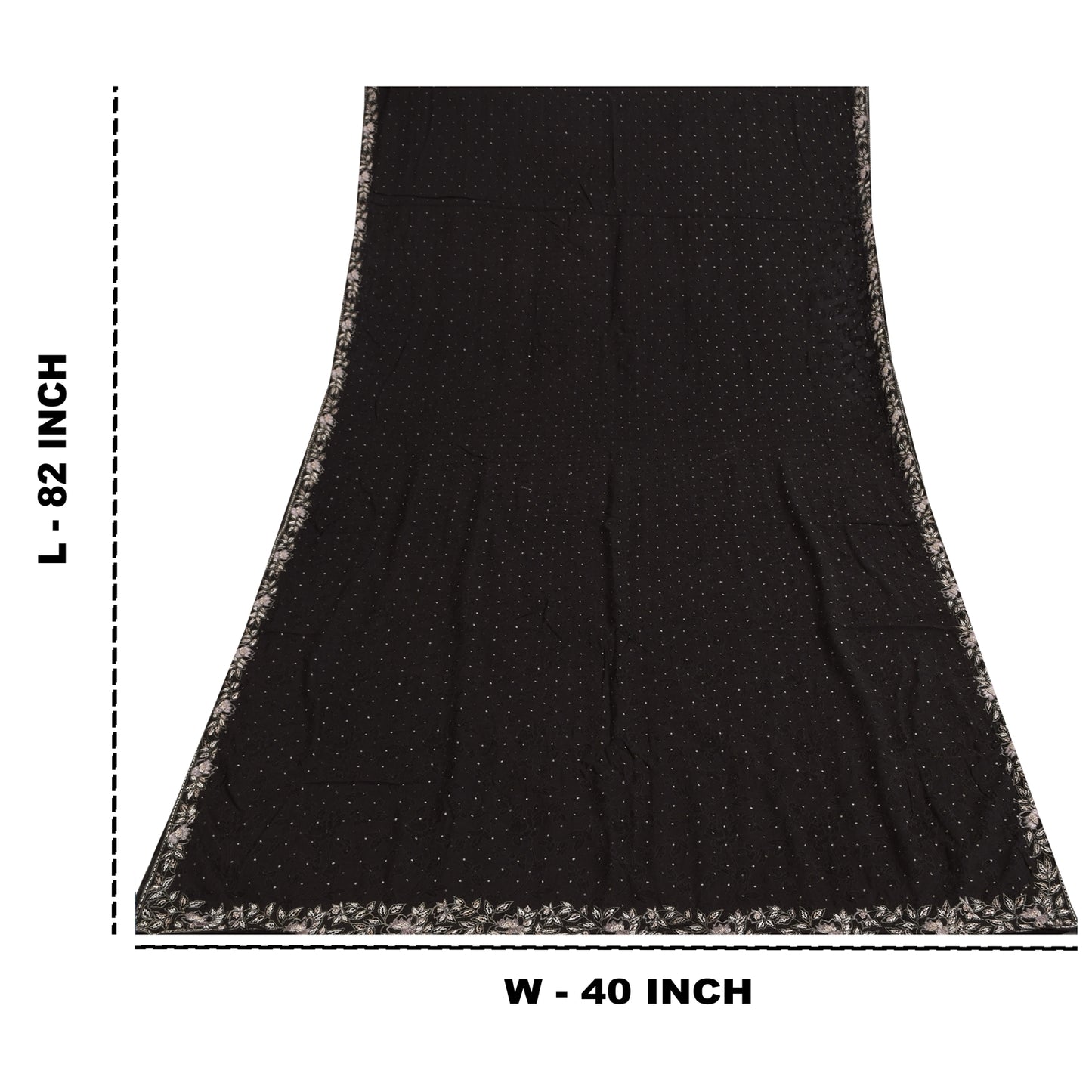 Sanskriti Vintage Black Dupatta Long Stole Cotton Silk Hand Beaded Ethnic Veil