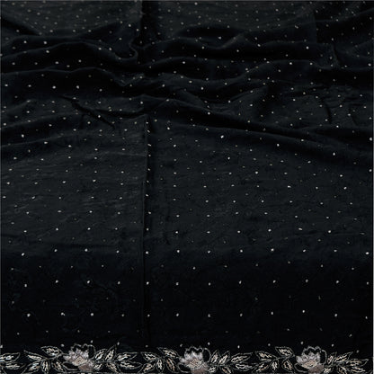 Sanskriti Vintage Black Dupatta Long Stole Cotton Silk Hand Beaded Ethnic Veil