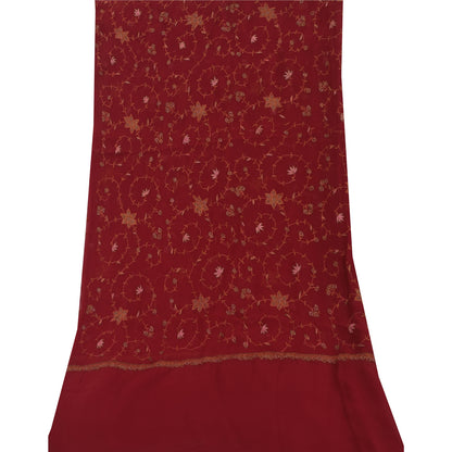 Sanskriti Vintage Red Pure Georgette Silk Dupatta Long Stole Embroidered Veil Home Decor, Sewing, Upcycling, DIY Projects, Crafting