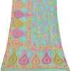 Sanskriti Vintage Blue Dupatta Long Stole Pure Chiffon Hand Embroidered Scarves