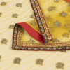Sanskriti Vintage Dupatta/Stole Net Mesh Yellow Hand Beaded Zardozi Scarves Veil