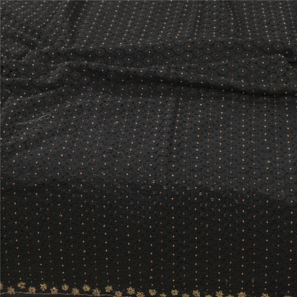 Sanskriti Vintage Dupatta/Stole Net Mesh Black Hand Beaded Zardozi Scarves Veil