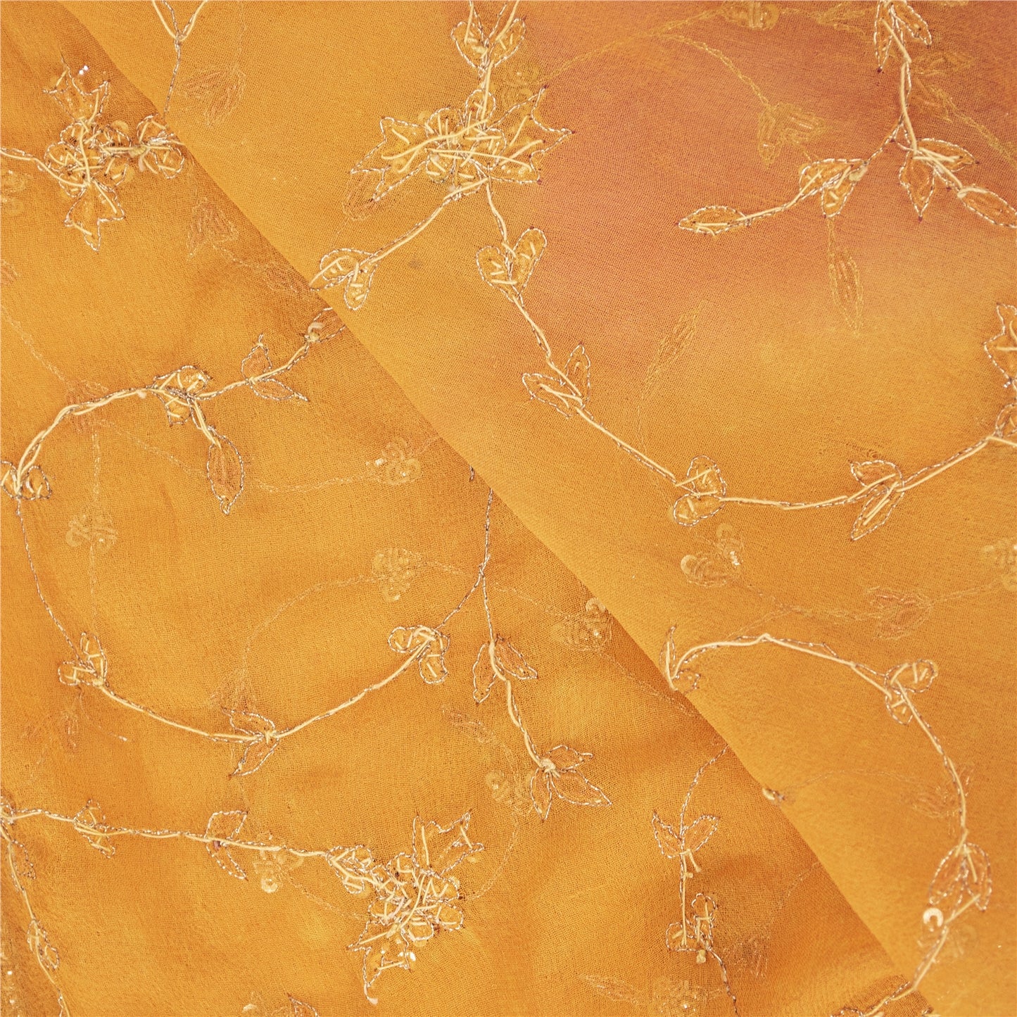 Sanskriti Vintage Long Dupatta Pure Georgette Red Hand Beaded Zardozi Stole