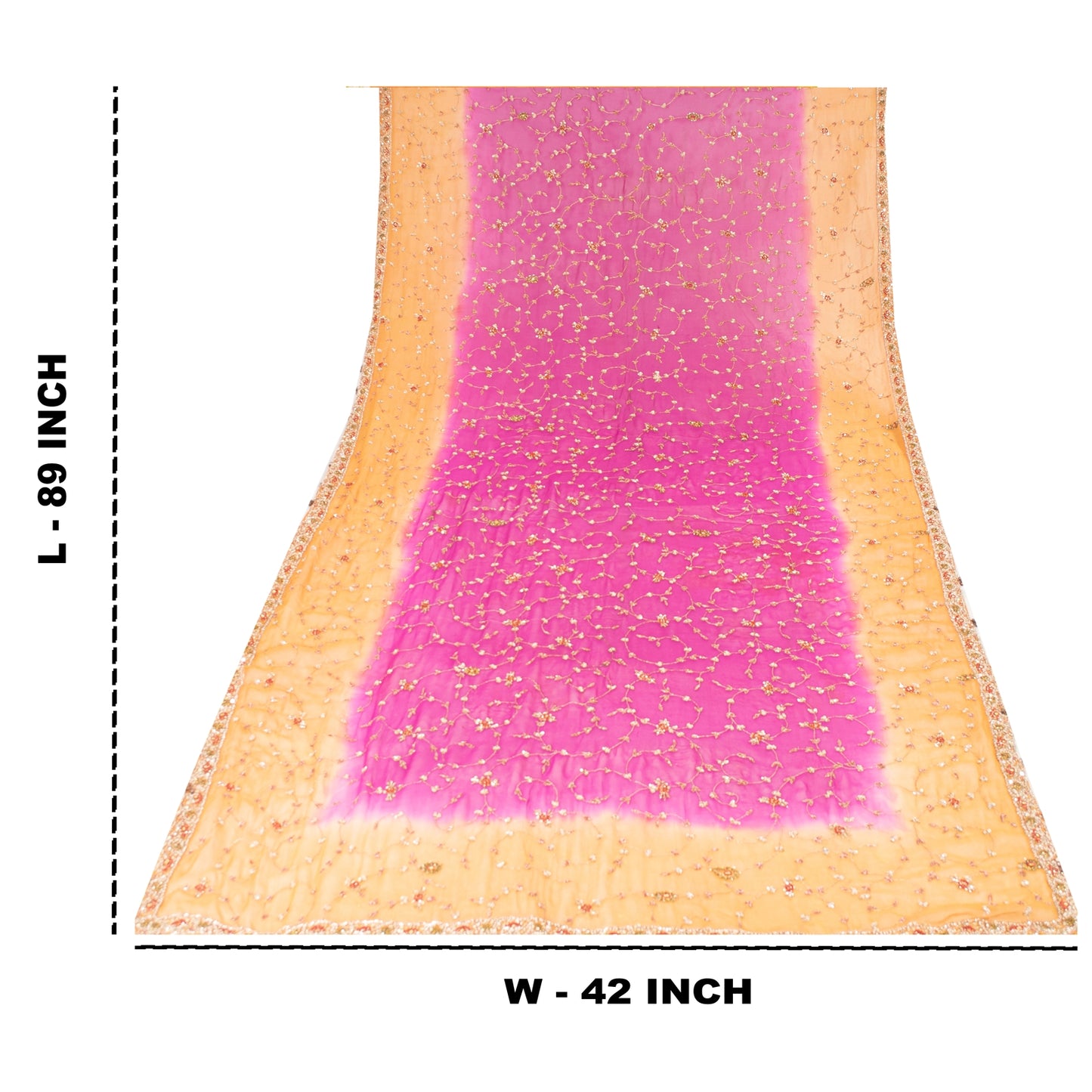 Sanskriti Vintage Long Dupatta Pure Georgette Red Hand Beaded Zardozi Stole