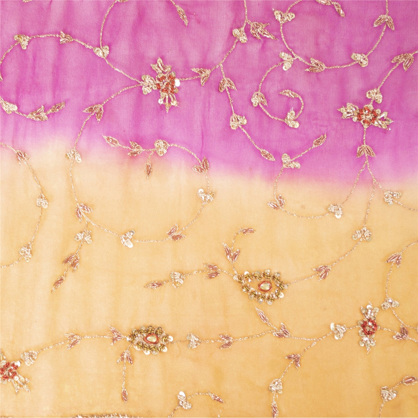 Sanskriti Vintage Long Dupatta Pure Georgette Red Hand Beaded Zardozi Stole