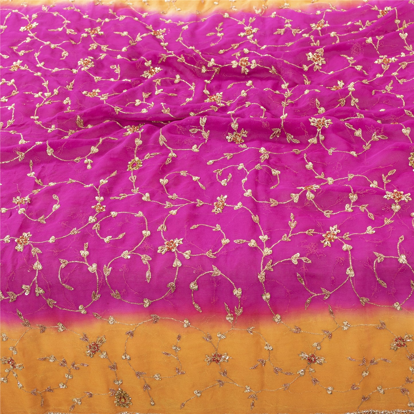 Sanskriti Vintage Long Dupatta Pure Georgette Red Hand Beaded Zardozi Stole