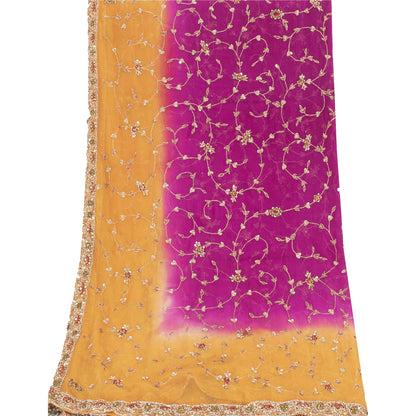 Sanskriti Vintage Long Dupatta Pure Georgette Red Hand Beaded Zardozi Stole