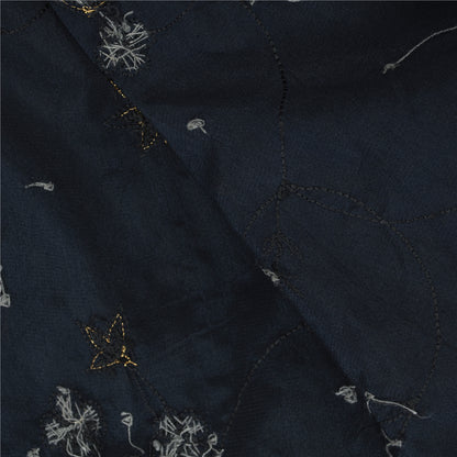 Sanskriti Vintage Long Dupatta Black Pure Crepe Hand Beaded Zari Zardozi Stole