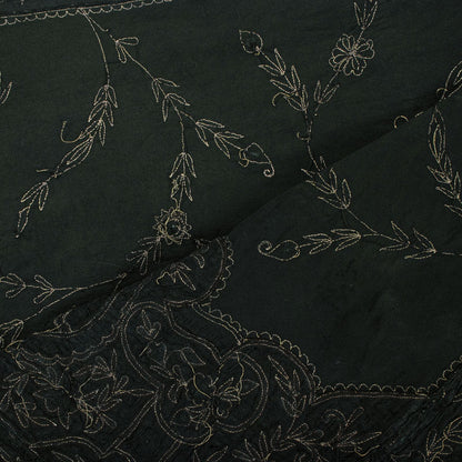 Sanskriti Vintage Black Pure Silk Dupatta/Stole Peacock Hand Embroidery Zardozi