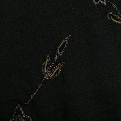 Sanskriti Vintage Black Pure Silk Dupatta/Stole Peacock Hand Embroidery Zardozi