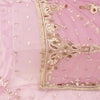 Sanskriti Vintage Long Dupatta Wedding Net Mesh Pink Hand Beaded Zardozi Stole