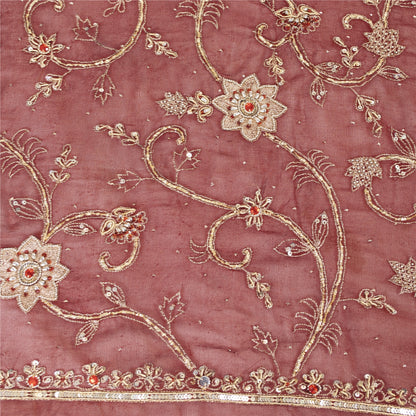 Sanskriti Vintage Dupatta/Stole Pure Georgette Red Hand Bead Dabka Scarves Veil