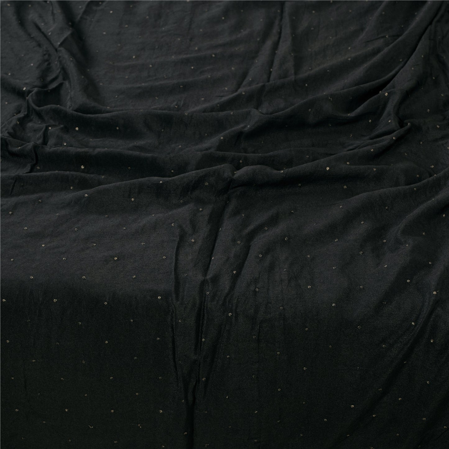 Sanskriti Vintage Long Dupatta Pure Crepe Black Hand Bead Zari Dabka Stole Veil