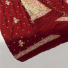Sanskriti Vintage Dupatta/Stole Pure Georgette Red Hand Beaded Zardozi Scarves