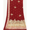 Sanskriti Vintage Dupatta/Stole Pure Georgette Red Hand Beaded Zardozi Scarves