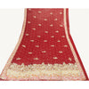 Sanskriti Vintage Dupatta/Stole Pure Georgette Red Hand Beaded Zardozi Scarves