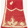 Sanskriti Vintage Long Dupatta/Stole Pure Silk Red Hand Beaded Zardozi Patch Vei
