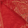 Sanskriti Vintage Long Dupatta/Stole Pure Silk Red Hand Beaded Zardozi Patch Vei