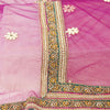 Sanskriti Vintage Dupatta/Stole Net Mesh Magenta Hand Bead Zardozi Scarves Veil