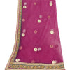 Sanskriti Vintage Dupatta/Stole Net Mesh Magenta Hand Bead Zardozi Scarves Veil