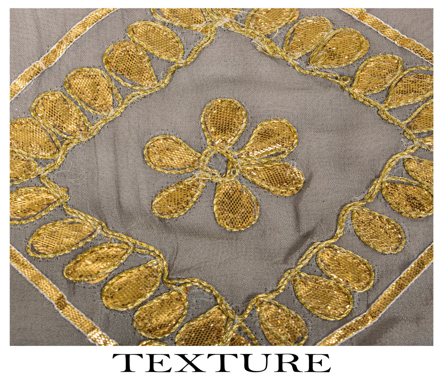Sanskriti Vintage Dupatta/Stole Gray Pure Georgette Embroidered Gota Patti Lace