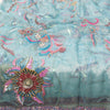 Sanskriti Vintage Long Dupatta Organza Blue Hand Beaded Sequins Gota Patti Stole