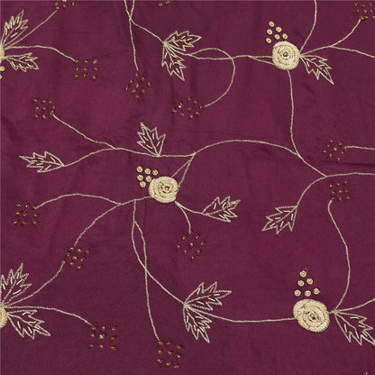 Sanskriti Vintage Long Dupatta Purple Pure Silk Hand Beaded Zardozi Stole Veil