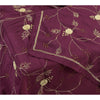 Sanskriti Vintage Long Dupatta Purple Pure Silk Hand Beaded Zardozi Stole Veil