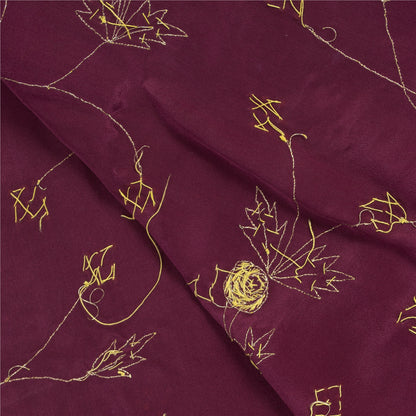 Sanskriti Vintage Long Dupatta Purple Pure Silk Hand Beaded Zardozi Stole Veil