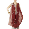 Sanskriti Vintage Dupatta/Stole Georgette Red Hand Beaded Zardozi Scarves Veil