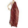 Sanskriti Vintage Dupatta/Stole Georgette Red Hand Beaded Zardozi Scarves Veil