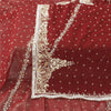 Sanskriti Vintage Dupatta/Stole Georgette Red Hand Beaded Zardozi Scarves Veil