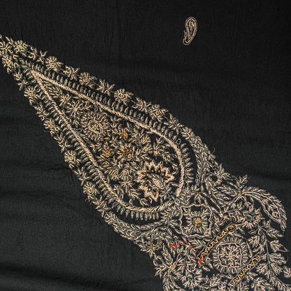 Sanskriti Vintage Black Pure Silk Dupatta Long Stole Hand Embroidered Zardozi Scarves Create Dresse, Kaftan, Skirt, Project, Decor, Sewing