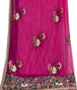 Sanskriti Vintage Pink Net Dupatta Hand Beaded Zardozi Dabka Long Stole Scarves