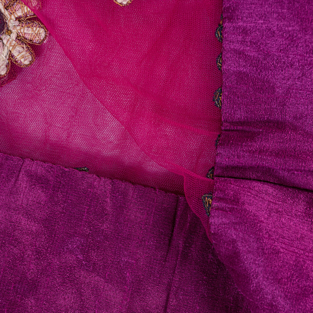 Sanskriti Vintage Pink Net Dupatta Hand Beaded Zardozi Dabka Long Stole Scarves