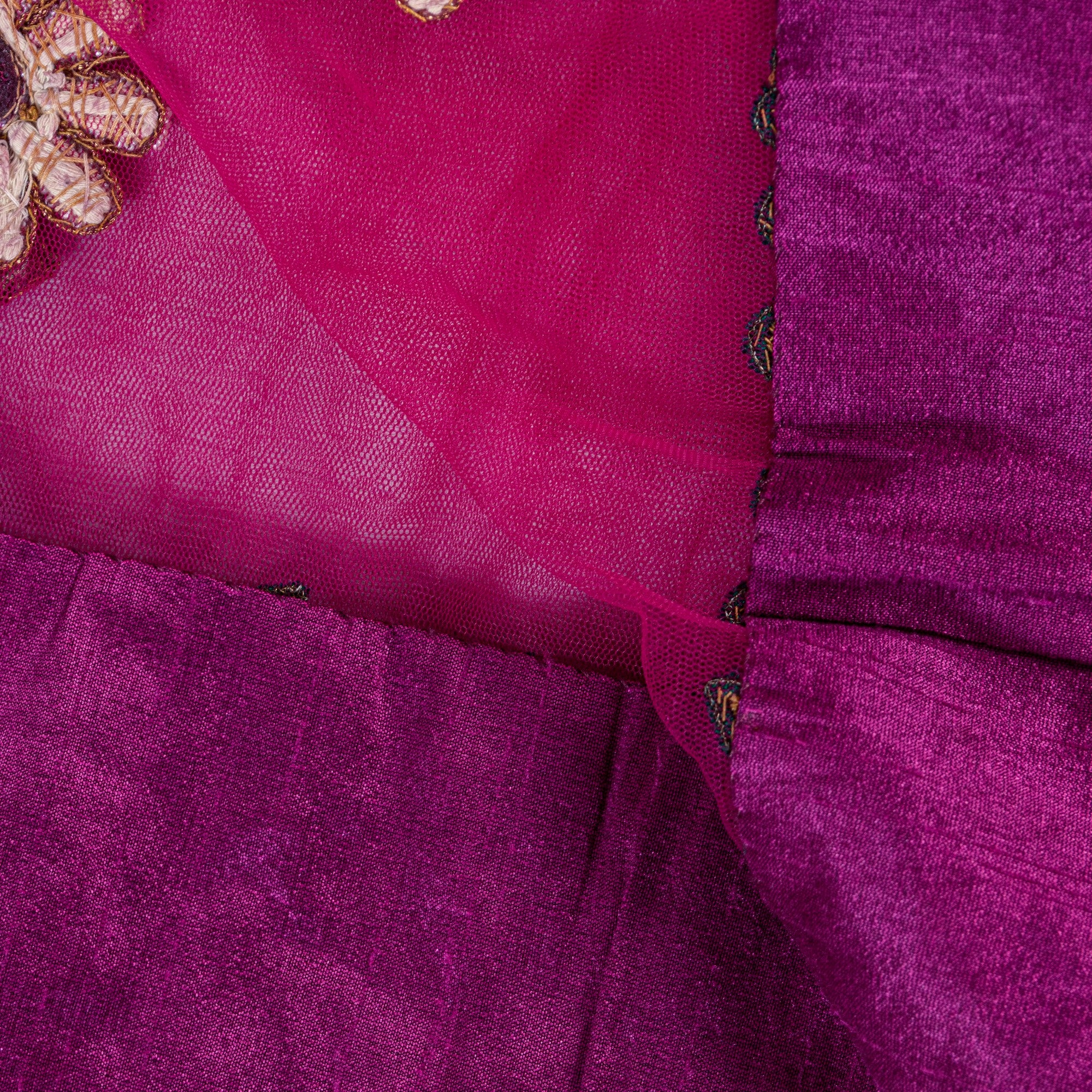 Sanskriti Vintage Pink Net Dupatta Hand Beaded Zardozi Dabka Long Stole Scarves