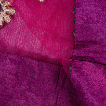 Sanskriti Vintage Pink Net Dupatta Hand Beaded Zardozi Dabka Long Stole Scarves