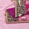 Sanskriti Vintage Pink Net Dupatta Hand Beaded Zardozi Dabka Long Stole Scarves