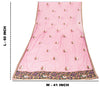 Sanskriti Vintage Pink Net Dupatta Hand Beaded Zardozi Dabka Long Stole Scarves
