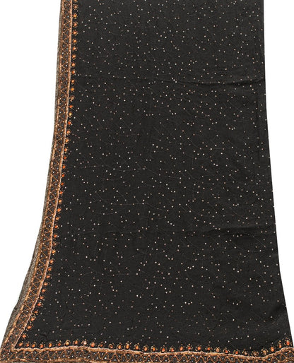 Sanskriti Vintage Black Pure Georgette Silk Stole Dupatta Hand Beaded Zardozi
