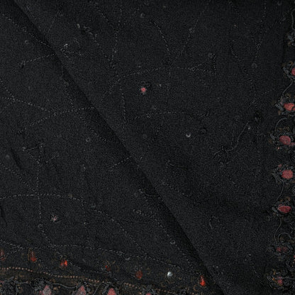 Sanskriti Vintage Black Pure Georgette Silk Stole Dupatta Hand Beaded Zardozi