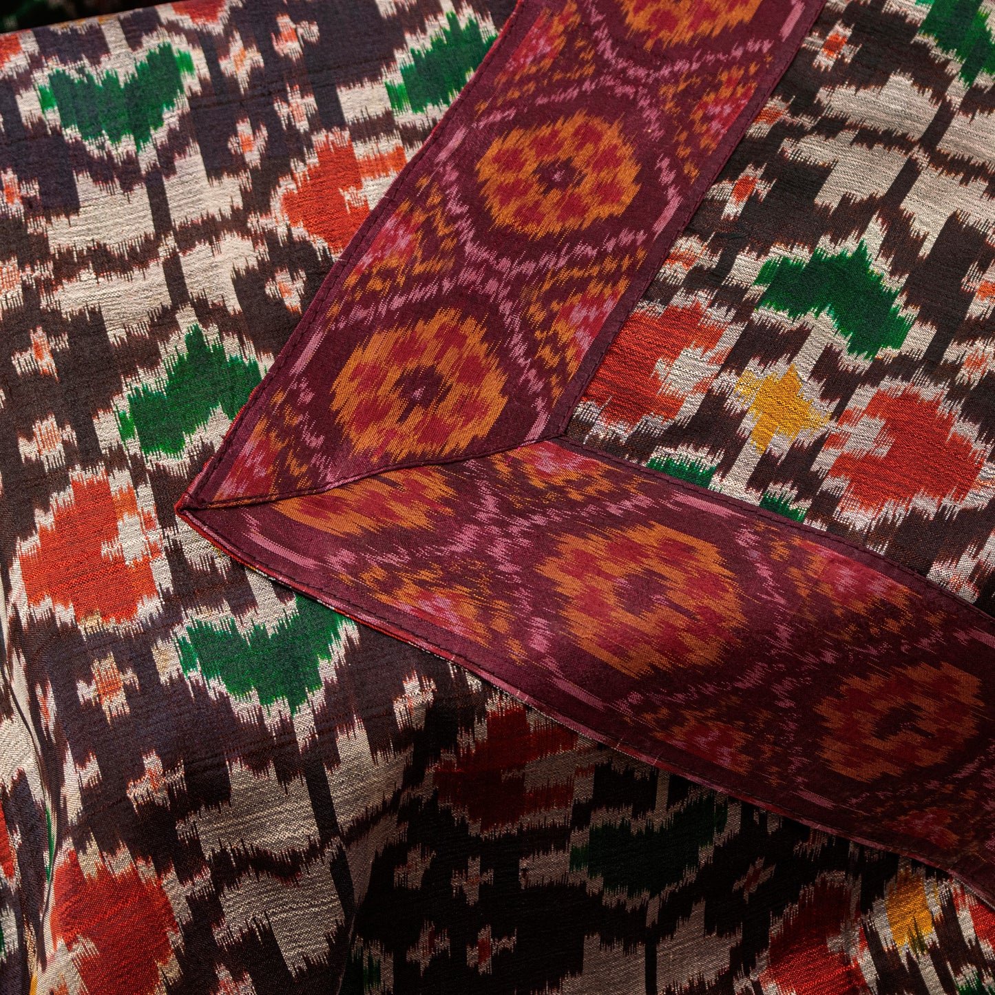 Sanskriti Vintage Brown Pure Silk Dupatta Long Stole Patan Patola From Gujrat Hand Ikat Woven Create Dresses, Kaftan, Skirt, Tops, Project