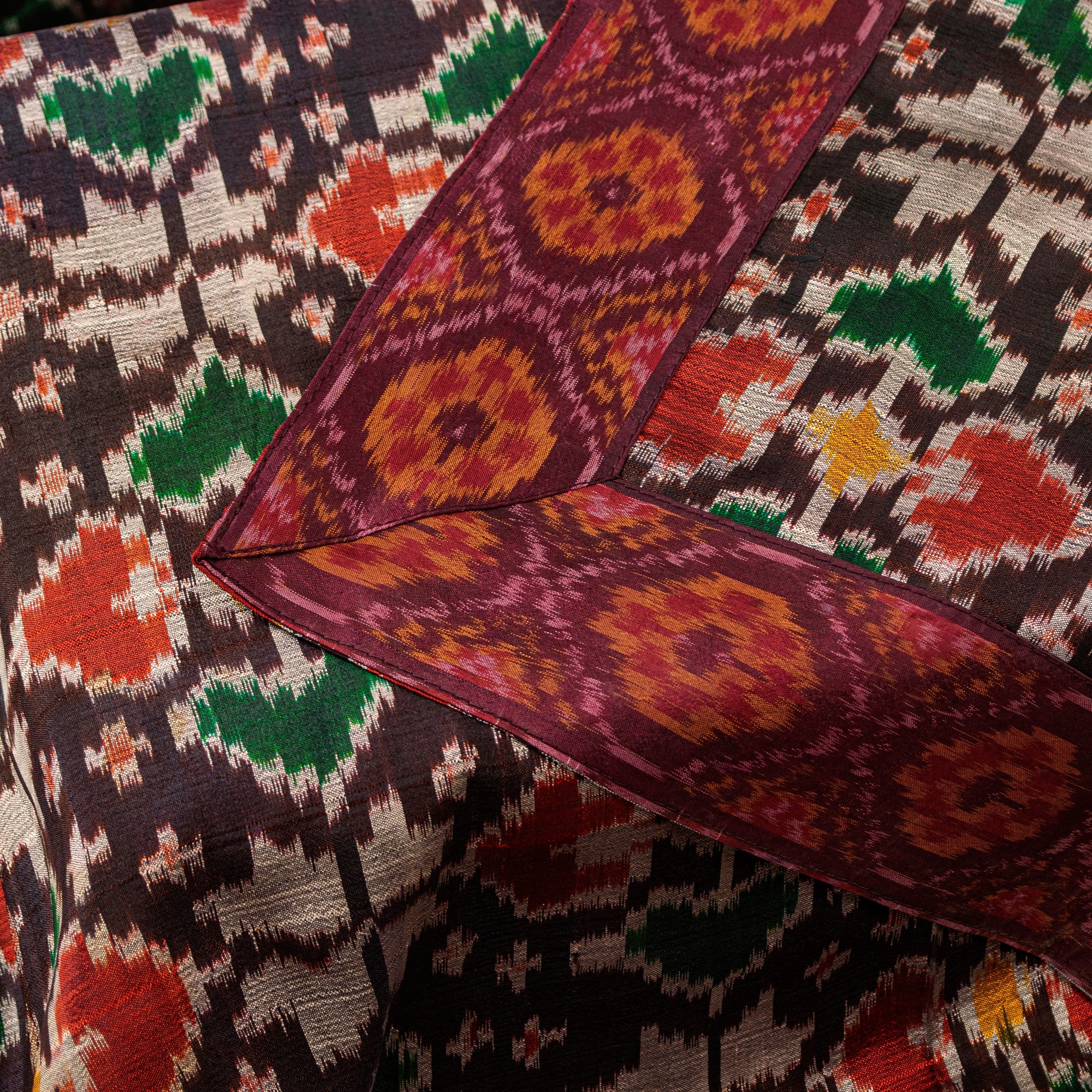 Sanskriti Vintage Brown Pure Silk Dupatta Long Stole Patan Patola Hand Ikatwoven