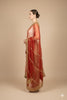 Sanskriti Vintage Red Organza Silk Dupatta Long Stole Hand Beaded Zardozi Scarves