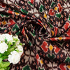 Sanskriti Vintage Dupatta Stole Pure Silk Brown Double Ikat Handwoven Pochampally